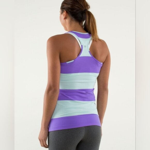 Lululemon Cool Racerback A Bold Stripe Power Purple Size 6-8 - Picture 2 of 6